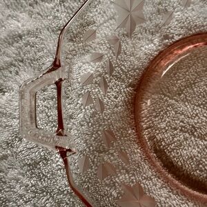 Pink Depression Etched Glass Octagon Serving Bowl